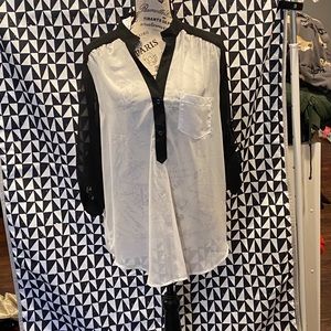 New white with black accent shear shirt